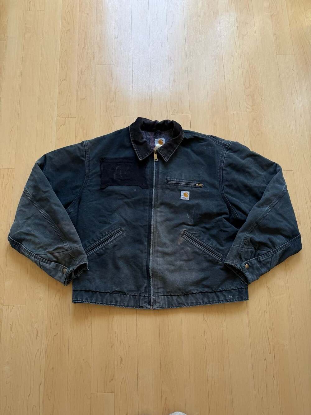90s Carhartt Detroit Jacket J97 PTL Black Distressed